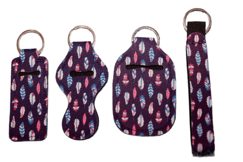 Made with insMind Neopreneblue Leaf Print Keychain