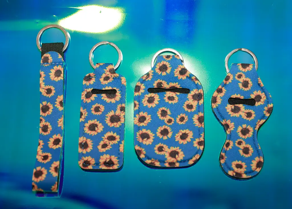 Neopreneblue sunflower blue Print Keychain